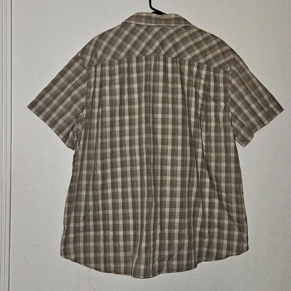 Realtree Brown Plaid Shirt Men's 2XL Button Front Short Sleeves